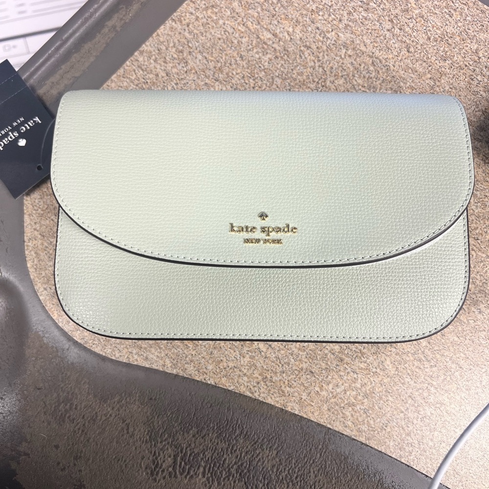 Kate Spade Light Green Leather Clutch